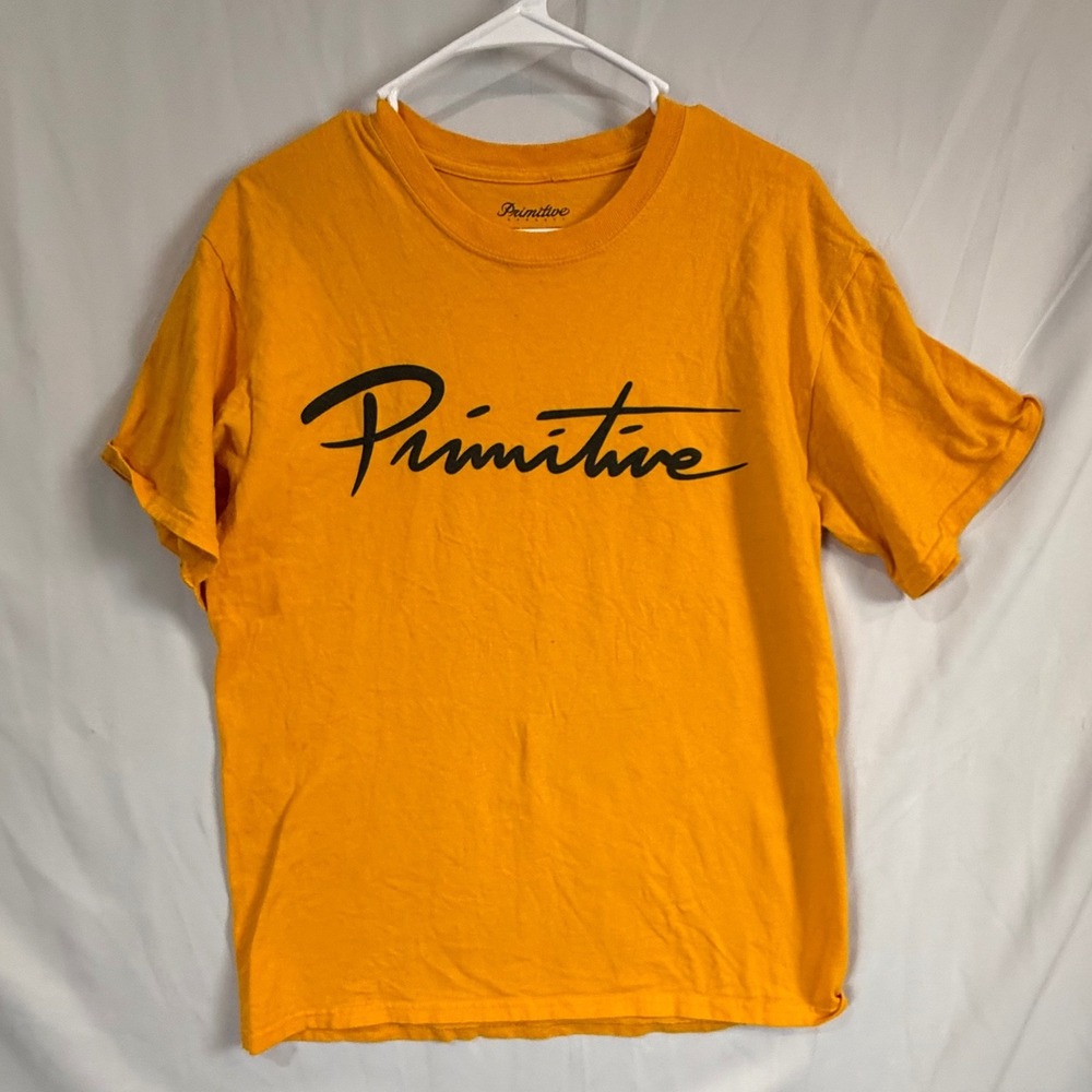 Primitive Apparel T Shirt Orange Crew Neck Short Sleeve Logo Graphic M